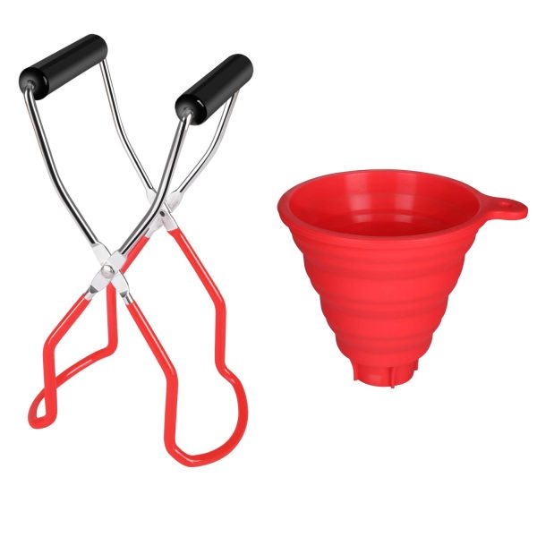 Canning Jar Lifter, Stainless Steel Tongs and Silicone Collapsible