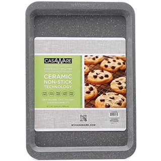 casaWare Ceramic Coated NonStick Cookie/Jelly Roll Pan (10 X 14-Inch, Silver Granite)