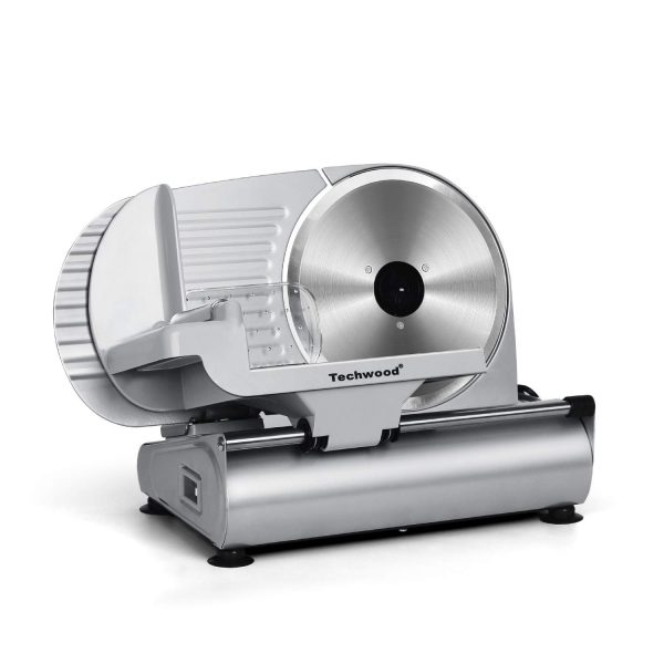 Techwood Electric Meat Slicer, 200W Electric Deli Food Slicer with 9” Removable Stainless Steel Blade & Adjustable Thickness Dial, for Home Use, Ideal for Meat Jerky, Hard Cheese, Vegetables & Bread
