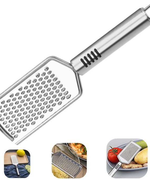 Cheese Grater, Kmeivol Stainless Steel Square Comfortable Grips Coarse Grater with Hanging Loop, Pro Grade Flat Hand Held Cheese Grater for Kitchen, Sharp Blades Medium Shred Cheese Grater