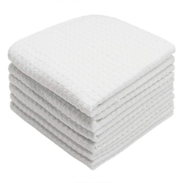 Mia'sDream Thick Microfiber Dish Cloths Waffle Weave Kitchen Cleaning Cloth Dish Rags 12inch X 12inch 6 Pack White