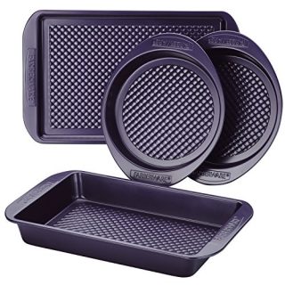 Farberware Nonstick Bakeware Set with Nonstick Cookie Sheet/Baking Sheet, Baking Pan and Cake Pans - 4 Piece, Purple
