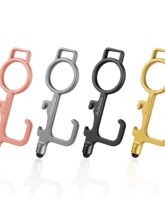 Auburet No Touch Door Opener Tool- Multifunctional Non Contact Hand Tool With Stylus, Used for Handle, Touch Screen, Bottle Opene, Elevator, Avoid Direct Contact in Public Places(4 Pack)