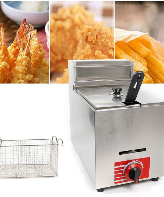 Meiney 10L Commercial Countertop Gas Fryer w/Baskets Kitchen Fryer Liquid Propane/Natural Gas Commercial Countertop Gas Fryer Deep Fryer Combined Fast Heating Fryer Set（0°F-392°F）