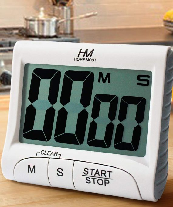 HOME MOST 3" Large Display Kitchen Timer - Digital Timer Magnetic Back Loud Alarm On A Rope- White Cooking Timers For Kitchen Teachers Students Games Kids Meetings - Sports Timer For Workouts Exercise