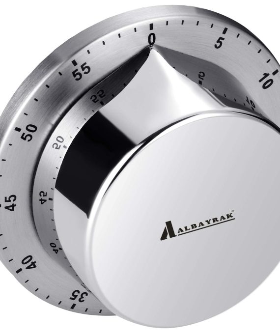 Albayrak Kitchen Timer, Chef Cooking Timer Clock with Loud Alarm, No Batteries Required, 100% Mechanical - Magnetic Backing, Exquisite Stainless Steel Body - Countdown Reminder