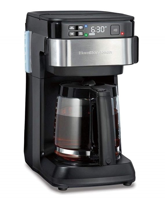 Hamilton Beach Works with Alexa Smart Coffee Maker, Programmable, 12 Cup Capacity, Black and Stainless Steel (49350) – A Certified for Humans Device
