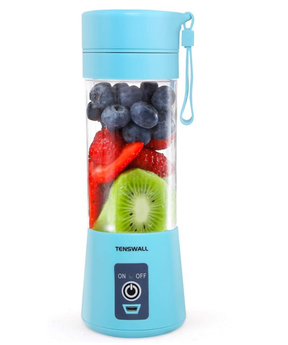 Portable Blender, Personal Size Blender USB Rechargeable with 6 Blades for Shakes and Smoothies, Mini Blender with 13oz Jucie Cup for Sports,Travel,Gym,home and office Blue
