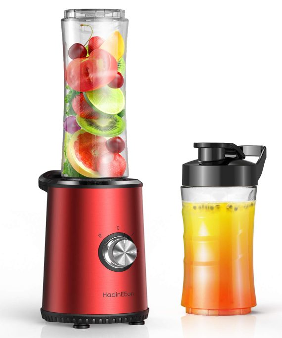 HadinEEon Blender with 3 Adjustable Speeds, Stainless Steel Personal Blender for Shakes and Smoothies, Powerful Smoothie Blender with 20oz & 10oz Tritan BPA Free Portable Travel Bottles