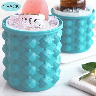 Silicone Ice Bucket Champagne Whisky Beer Ice Cube Maker Portable Bucket Wine Ice Cooler Beer Kitchen Tools Kitchen Accessories (Green)