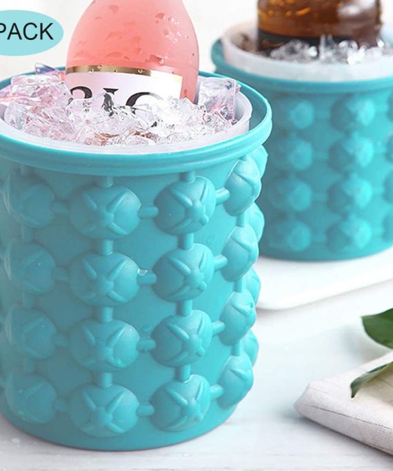 Silicone Ice Bucket Champagne Whisky Beer Ice Cube Maker Portable Bucket Wine Ice Cooler Beer Kitchen Tools Kitchen Accessories (Green)