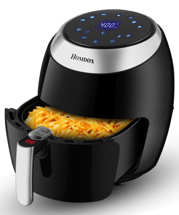 Tooluck 6.5L No Oil Air Fryer, 1800W Fryers with Timer, Touch Screen Style Electric Air Fries Cooker for Kitchen 12.6 * 15.0inch (Black)