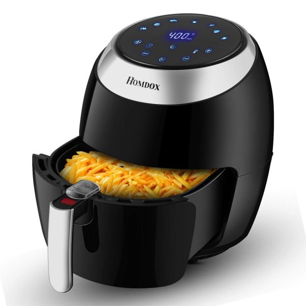 Tooluck 6.5L No Oil Air Fryer, 1800W Fryers with Timer, Touch Screen Style Electric Air Fries Cooker for Kitchen 12.6 * 15.0inch (Black)