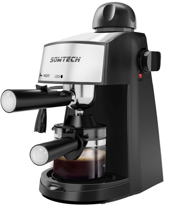 SOWTECH Espresso Machine, 3.5 Bar 4 Cup Steamer Coffee Maker Cappuccino Machine with Milk Frother Wand for Espresso, Cappuccino, and Latte Macchiato, Suitable for Home and Office Use