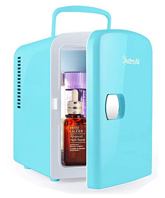 AstroAI Mini Fridge 4 Liter/6 Can AC/DC Portable Thermoelectric Cooler and Warmer for Skincare, Breast Milk, Foods, Medications, Bedroom and Travel, Teal