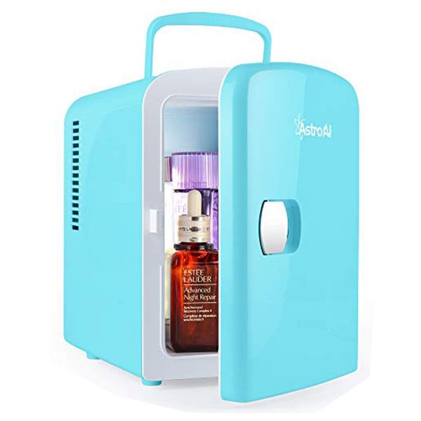 AstroAI Mini Fridge 4 Liter/6 Can AC/DC Portable Thermoelectric Cooler and Warmer for Skincare, Breast Milk, Foods, Medications, Bedroom and Travel, Teal
