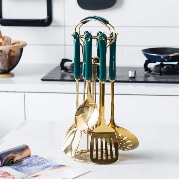 Set emerald light stainless steel cooking spoon