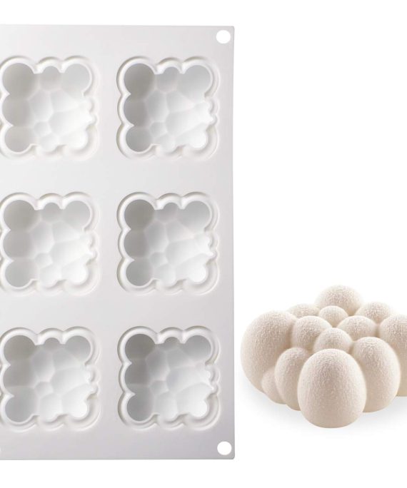 AiChef Silicone Mold For Baking Flaky Clouds Mold Chocolate Mousse Cake Dessert Molds Household High Temperature French Cake Mold Mousse Dessert Silicone Mold Pastry Cake Molds.6-Cavity Clouds.