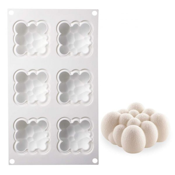 AiChef Silicone Mold For Baking Flaky Clouds Mold Chocolate Mousse Cake Dessert Molds Household High Temperature French Cake Mold Mousse Dessert Silicone Mold Pastry Cake Molds.6-Cavity Clouds.