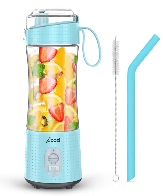 Portable Blender, Personal Size Blender Smoothies and Shakes, Mini Blender 4000mAh USB Rechargeable with Six Blades, Handheld Blender Sports,Travel,Gym (Blue)