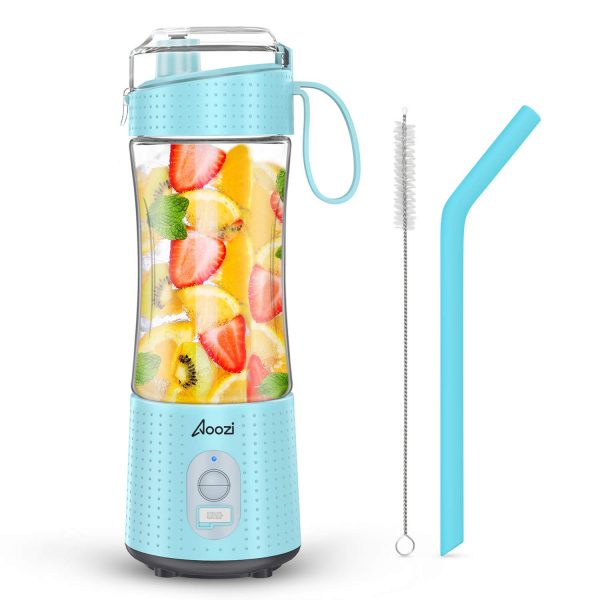 Portable Blender, Personal Size Blender Smoothies and Shakes, Mini Blender 4000mAh USB Rechargeable with Six Blades, Handheld Blender Sports,Travel,Gym (Blue)