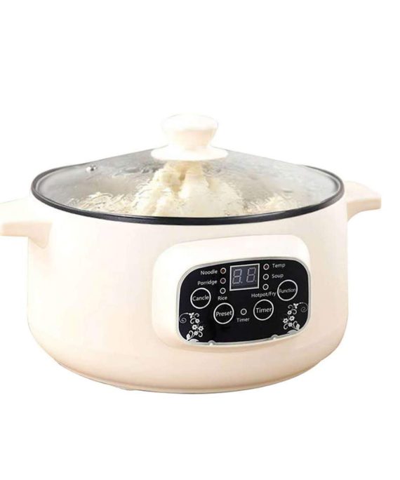 Personal Electric Skillet Grill Rapid Noodle Maker Perfect For Ramen Pasta Mac Cheese Soups Omelets Pancakes Stew Cook Rice Steamed Fish Boiled Egg Nonstick Stir Fry Griddle Pan Skillet (10" for 2-4 Persons, Digital Display)