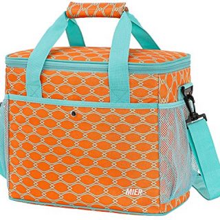 MIER 18L Large Soft Cooler Insulated Picnic Bag for Grocery, Camping, Car, Bright Orange Color