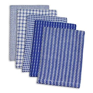DII Ultra Absorbant Everyday Cotton Kitchen Towels, Blue Dishcloth Set of 5, 5 Count