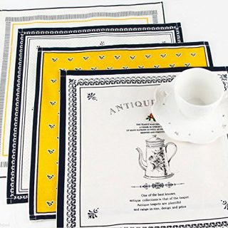 Bellagione Cotton Linen Cloth Napkins Placemats for Dining Table Coffee Kitchen Place Mat Set of 4 Patterns Heat Resistant Placemat Machine Washable for Kitchen Coffee Wedding Party 13.8 X 13.5