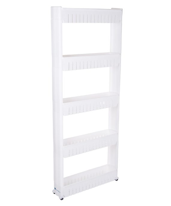 Mobile Shelving Unit Organizer with 5 Large Storage Baskets, Slim Slide Out Pantry Storage Rack for Narrow Spaces by Everyday Home