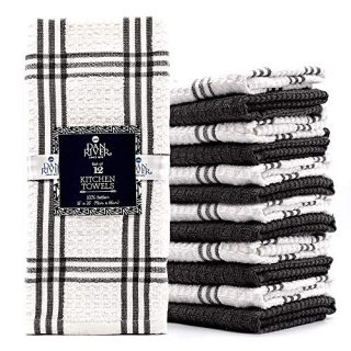 100% Cotton Kitchen Towels-Dish Towels For Kitchen-Tea Towels For Kitchen-Bar towels for kitchen-Absorbent kitchen towel-Waffle weave kitchen towel-Kitchen towels and dishcloths-Pack of 12-16x26-Gray