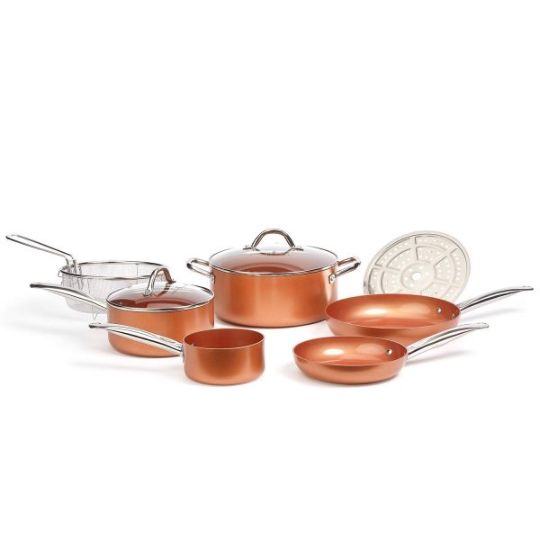 Copper Chef Cookware 9-Pc. Round Pan Set, Aluminum and Steel with Ceramic Non-Stick Coating Cookware Set, Includes Lids, Frying and Roasting Pans Accessories, Pots and Pans Set