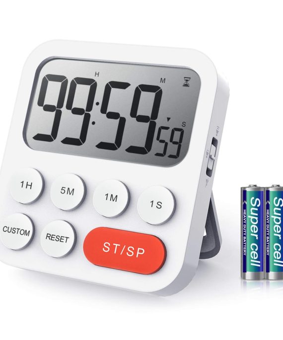LIORQUE Kitchen Timer Digital Cooking Timer, Magnetic Count Up & Countdown Timer with Large LCD Display and Loud Alarm, 99 Hour Digital Timer with Shortcut Setting & Custom Mode (Battery Included)