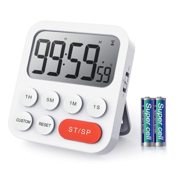 LIORQUE Kitchen Timer Digital Cooking Timer, Magnetic Count Up & Countdown Timer with Large LCD Display and Loud Alarm, 99 Hour Digital Timer with Shortcut Setting & Custom Mode (Battery Included)