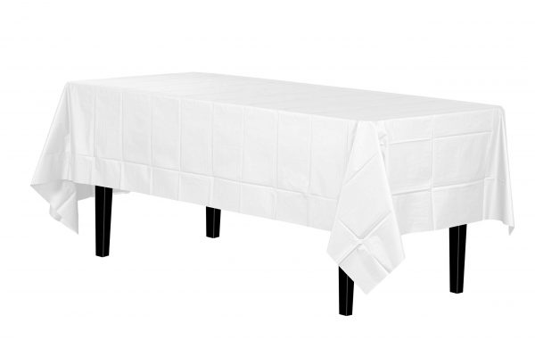 Premium Plastic Tablecloth Rectangle Table Cover-White