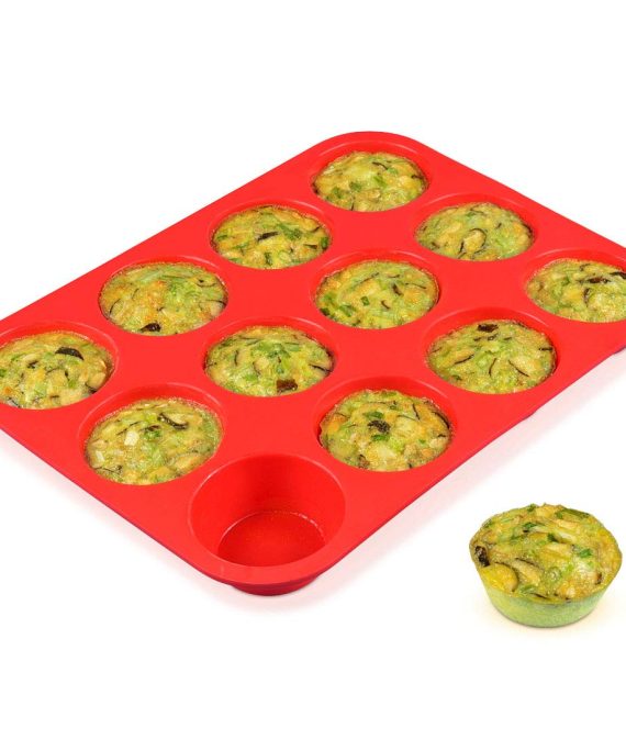12 Cups Silicone Muffin Pan - Nonstick BPA Free Cupcake Pan 1 Pack Regular Size Silicone Mold