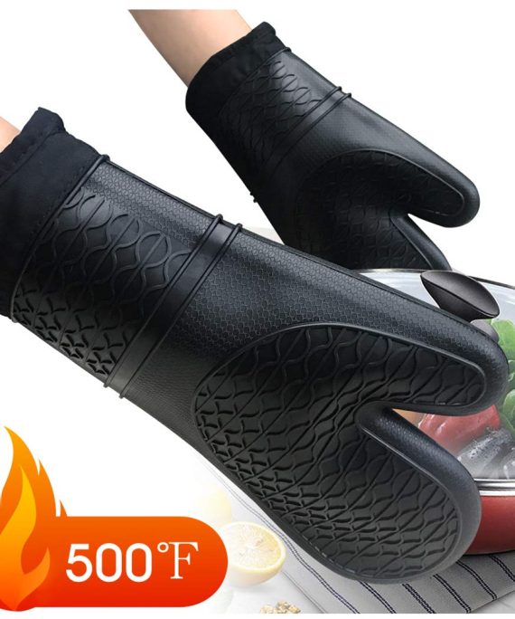Rifny Silicone Oven Mitts, Heat Resistant 500 Degree,1 Pair of Thicken Non-Slip Profession Kitchen Oven Gloves for Cooking Baking Grilling Microwave