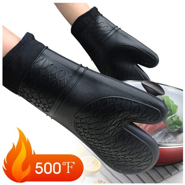 Rifny Silicone Oven Mitts, Heat Resistant 500 Degree,1 Pair of Thicken Non-Slip Profession Kitchen Oven Gloves for Cooking Baking Grilling Microwave