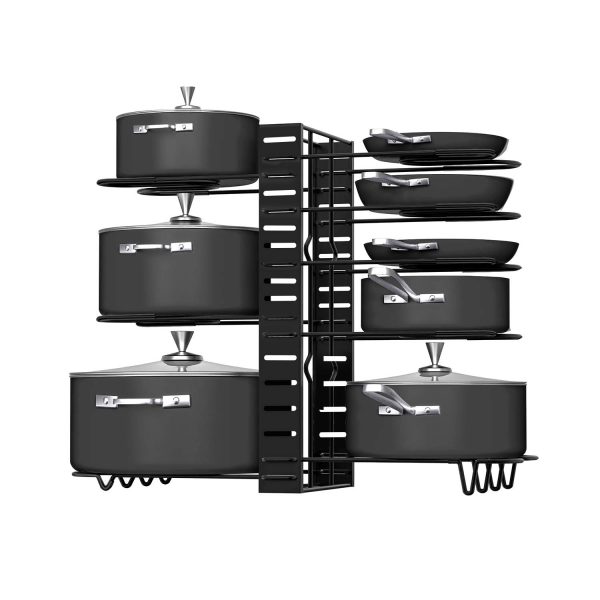 Pot Rack Organizers, G-TING 8 Tiers Pots and Pans Organizer, Adjustable Pot Lid Holders & Pan Rack for Kitchen Counter and Cabinet, Lid Organizer for Pots and Pans With 3 DIY Methods(2019 Upgraded)