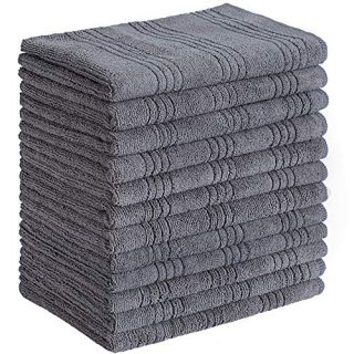 Puomue 12 Pack Microfiber Kitchen Towels, 18 X 26Inches, Absorbent, Soft, and Lint Free Microfiber Kitchen Cloth Dish Towels, Grey