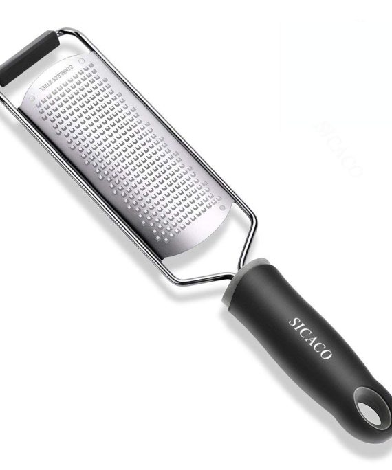 PRO Parmesan Cheese Grater, Upgrade Lemon Zester Tool for Chocolate, Coconut, Citrus, Ginger and Fine Grate Spices, Dishwasher Safe, Black