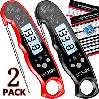 DUYKQEM Instant Read Digital Meat Thermometer (2 Pack) Waterproof Kitchen Cooking Food Thermometer with Probe Backlight & Calibration,Best Quick Grill Meat Thermometer for Grilling BBQ Smoker Chefs