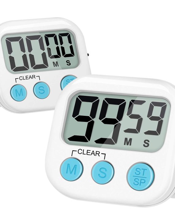 Blossmfree Kitchen Timer, 2 Pack Large Digits Classroom Timer for Kids,Simple Operation Magnetic Timers, Digital Timer for Cooking White