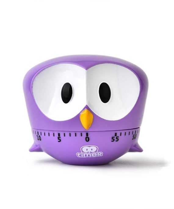 Cartoon Owl Mechanical Timers 60 Minutes Kitchen Cooking Timer Clock Loud Alarm Counters Mini Size Manual No Batteries Required, 100% Mechanical - Magnetic Backing, Timer for Study (violet)