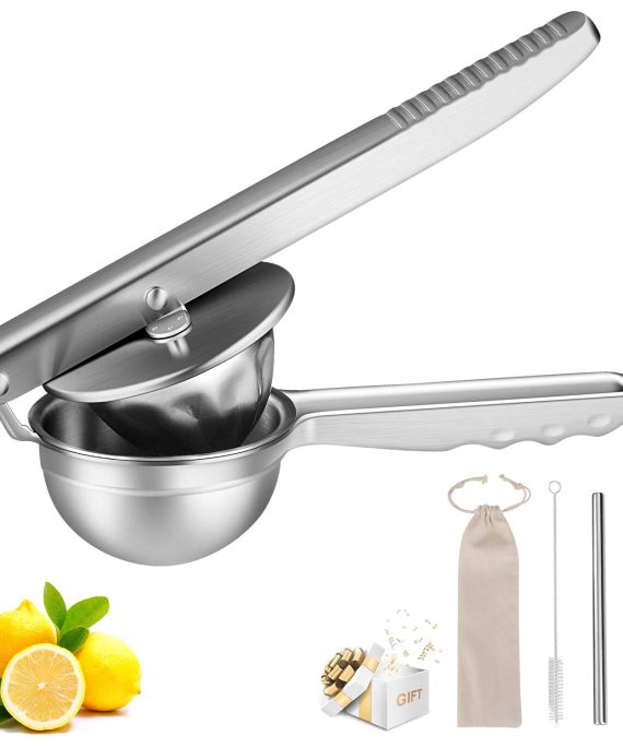Lemon Squeezer 304 Stainless Steel Manual Juicer Hand Press with Premium Quality Solid Metal Squeezer Bowl for Oranges, Lemons, Limes, Etc.