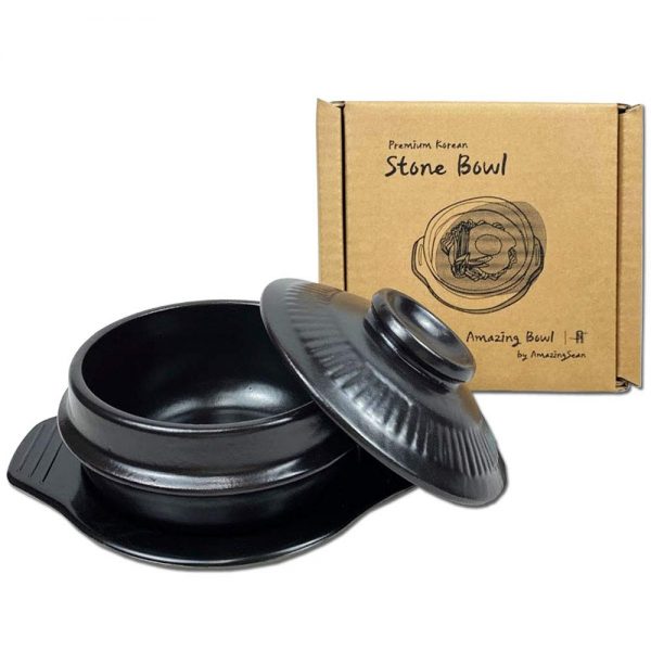 Premium Stone Bowl for Cooking with Lid and Trivet