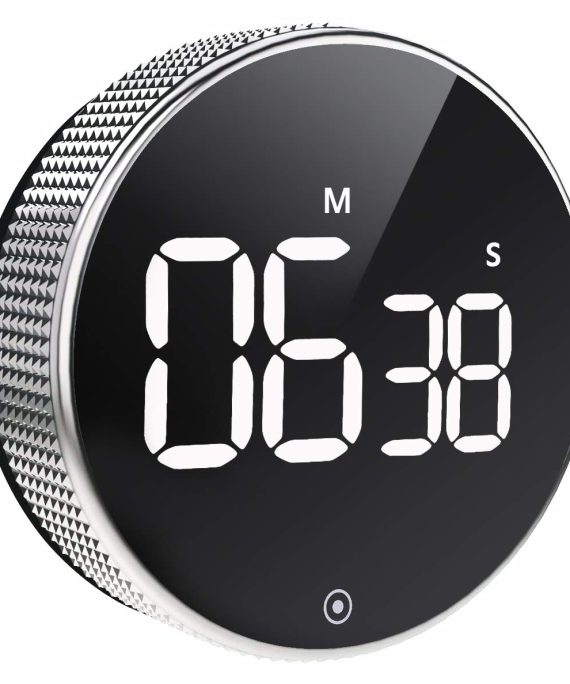 OVEKI Kitchen Timer, Magnetic Countdown LED Digital Timer，Twist One Button Operation for Teacher Kids and Elderly,for Classroom Home Work Fitness (Without Brightness Switch)