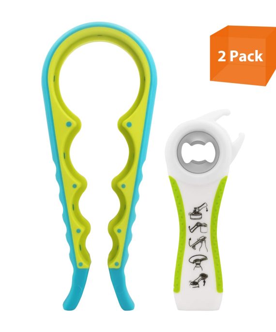 Hot-selling multi-function all in one opener kit can jar bottle wine beer opener kitchen gadgets tool for opening Cans,Jars, Bottles, Wine, Beer etc.use (1, Green&White)