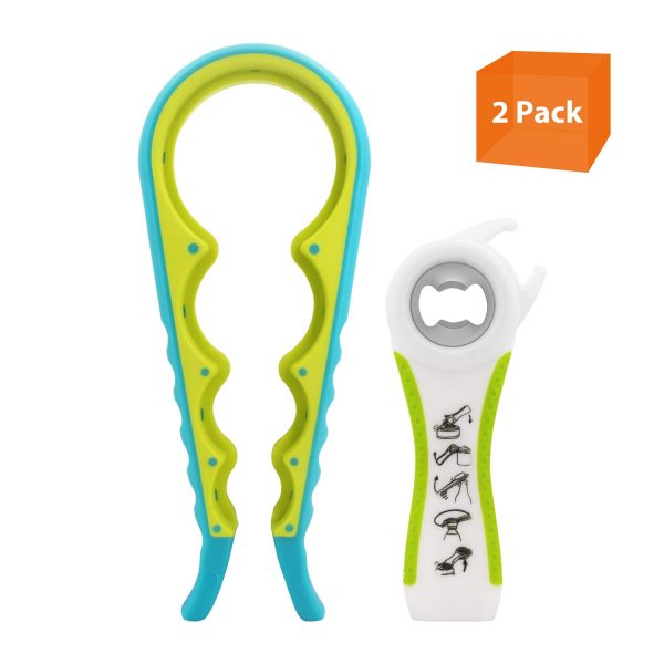 Hot-selling multi-function all in one opener kit can jar bottle wine beer opener kitchen gadgets tool for opening Cans,Jars, Bottles, Wine, Beer etc.use (1, Green&White)