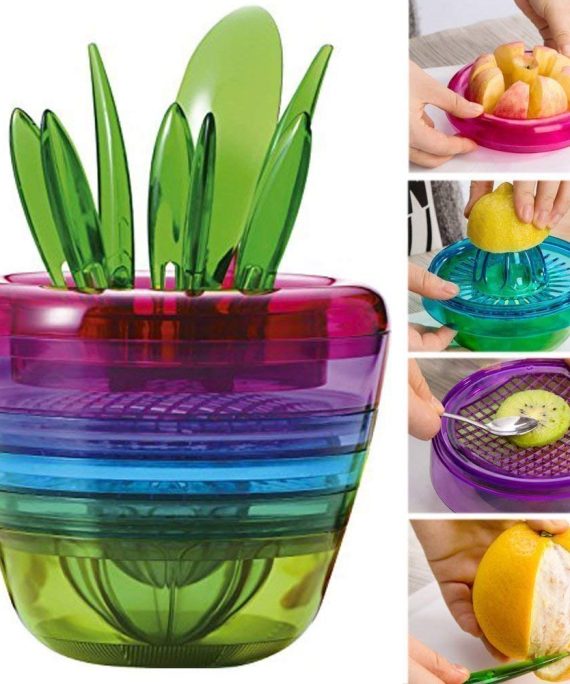 10 in 1 Fruit Tools Multi-function Kitchen Shredder Tools Apple Cutter Fruit Salad Kiwi Peeler Citrus Tomato Lemon Juicer Grinder Kitchen Gadget Flower Pot Cooking Tools Kitchen Accessories